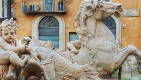 Wander through beautiful Piazza Navona, Rome's most iconic public space