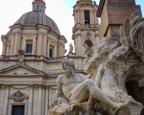 Bernini's Fountain of the Four Rivers in Piazza Navona