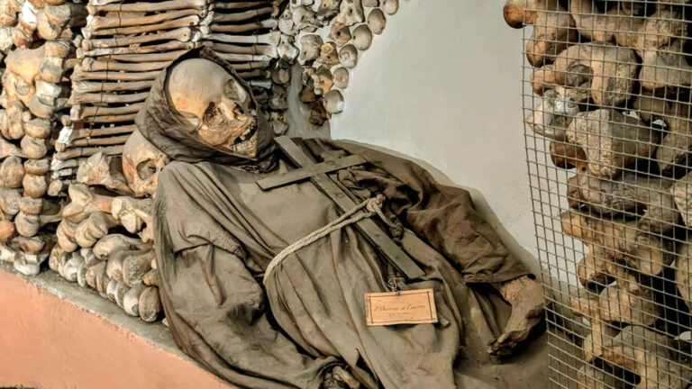 Mummified friar int he Capuchin Crypts