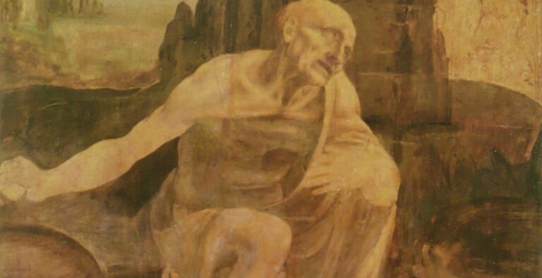 Leonardom St Jerome in the Wilderness vatican pinacoteca