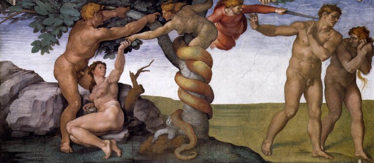 Michelangelo sistine chapel Expulsion of adam and eve from Garden of Eden