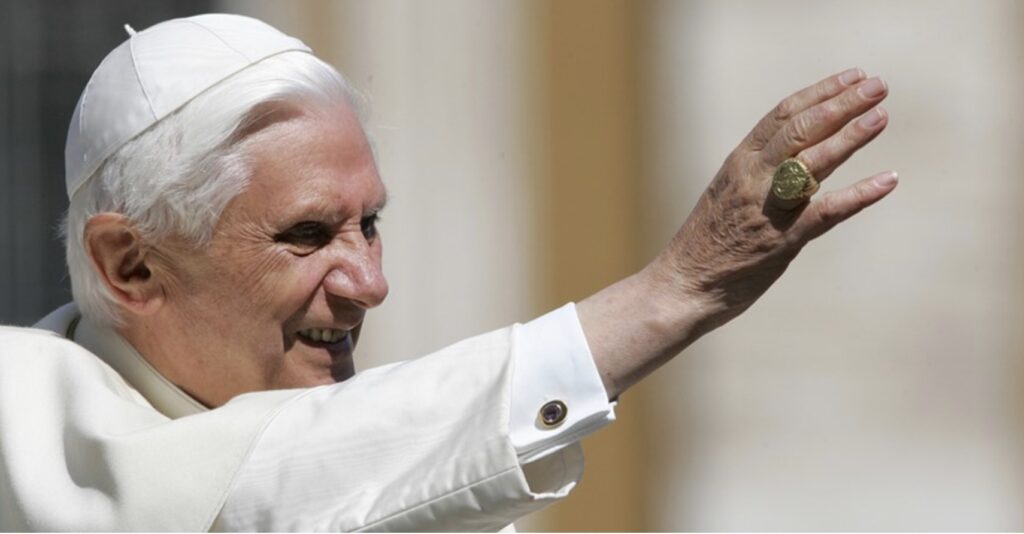 Pope Benedict Waves to the crowds