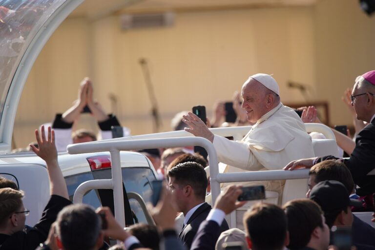 Pope Francis waves to the crowds in Kazakhstan