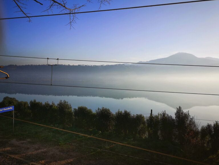 view over the lake from castelgandolfo in the morning