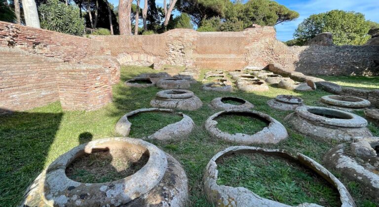 remains of jars at ostia antica warehouse