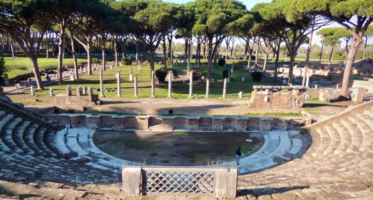 a view down into the theater at ostia antics
