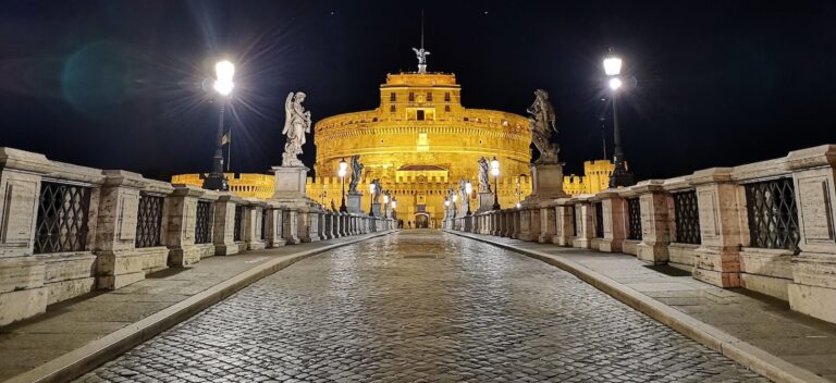 onte sant'angelo in rome at night
