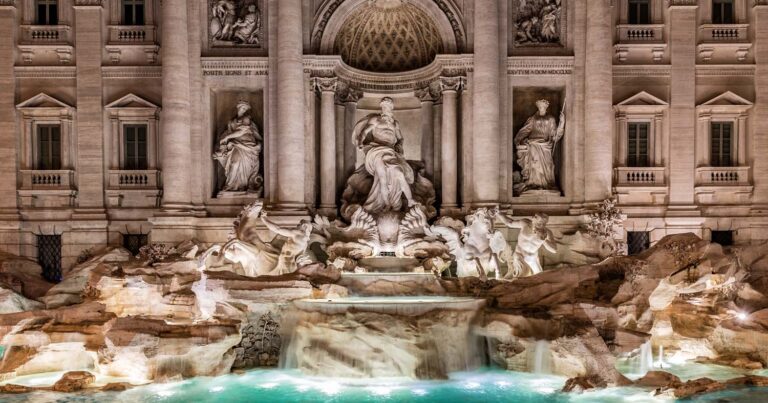trevi fountain night