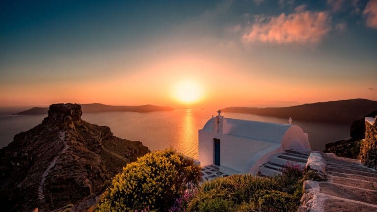 The sunsets over Santorini