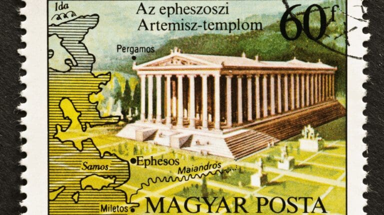 Stamp of recreation of the temple in ephesus