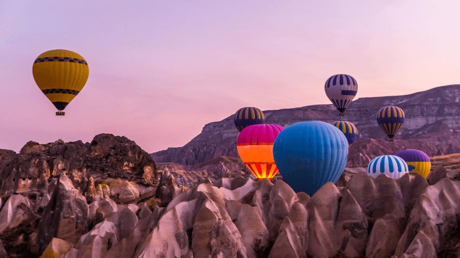 cappadocia balloons in the early morning