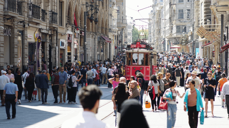Istaklal Street is one of IStanbul's most bustling thoroughfares