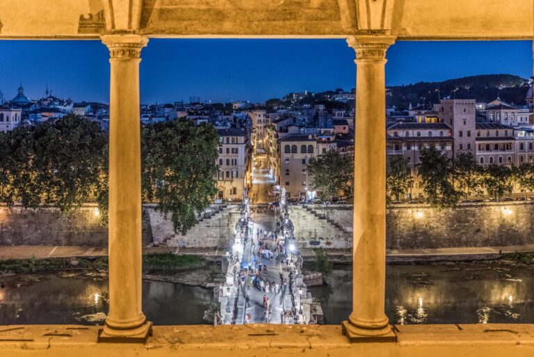 the bridge of angels seen from castel sant'angelo