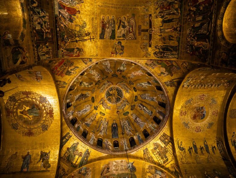 The Mosaics of St Mark's illuminated at night