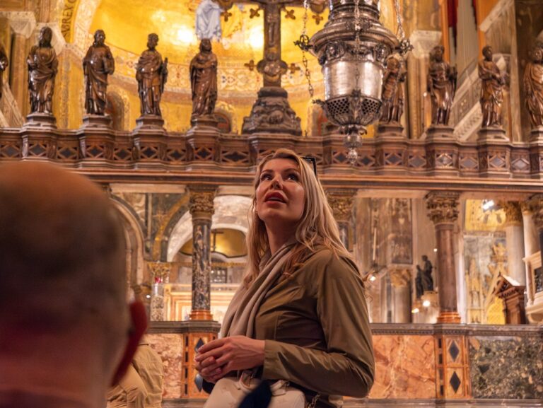 Women enjoying a tour of St Marks at night