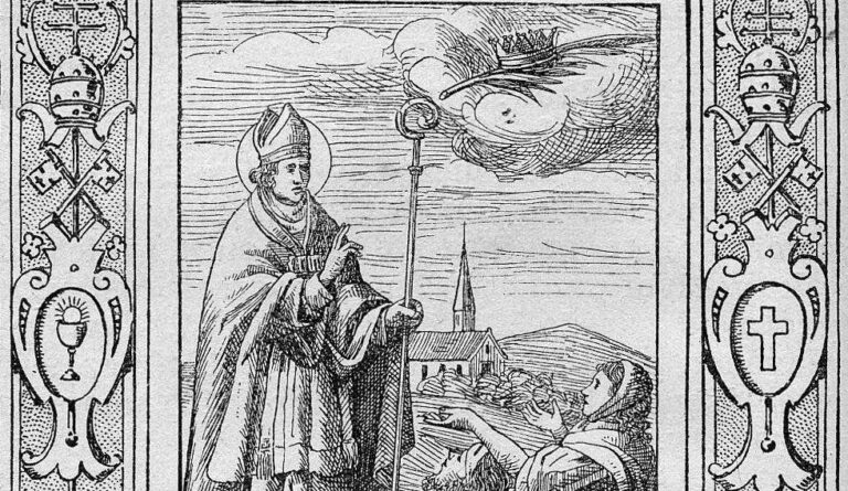 Sketch of St. Valentine curing epilepsy