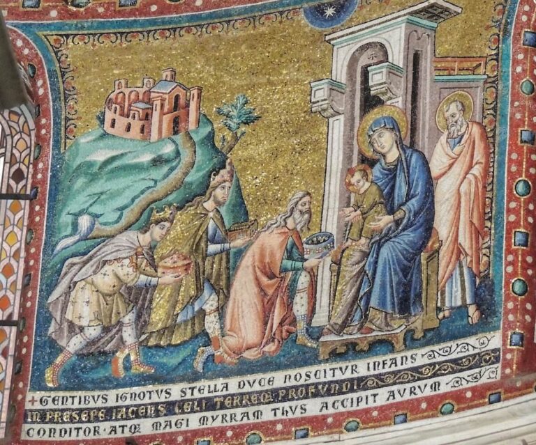 The Adoration of the Magi by cavallini in santa maria in trastevere