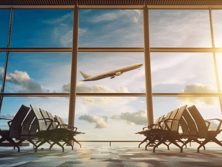 view of plane taking off from airport