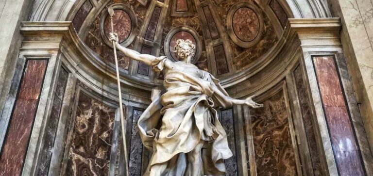 Statue of St. Longinus in the niche of one of the piers supporting the dome of St. Peter's Basilica in the Vatican