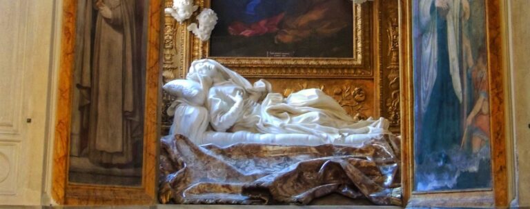 Burial chapel of Ludovica Albertoni in the church of San Francesco a Ripa in Trastevere Rome with a view of Bernini's reclining sculpture of her in marble