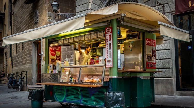 a street food stand in florence selling lampredotto