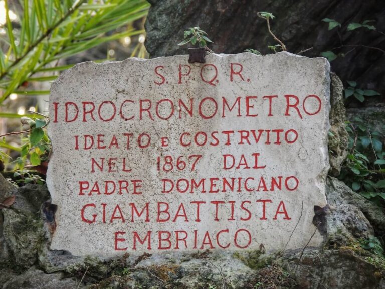 the plaque commemorating embriaco's invention in the villa borghese