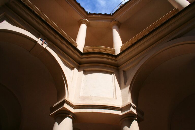 the courtyard of san carlo alle quattro fontane in rome designed by francesco borromini