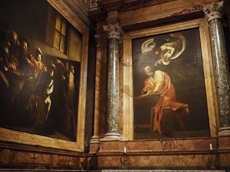 the calling of saint matthew by caravaggio in san luigi dei francesi