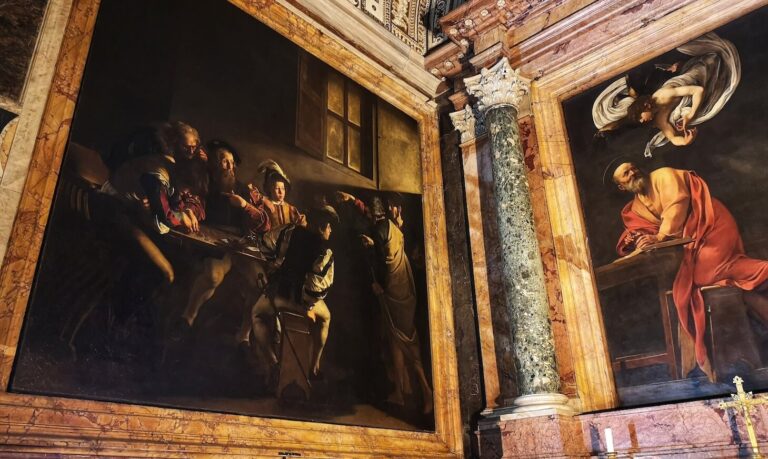 Caravaggio The Calling of St Matthew and he Inspiration of St Matthew in the church of San Luigi dei Francesi in Rome