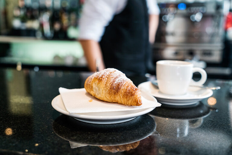 breakfast in rome means cappuccino and cornetto