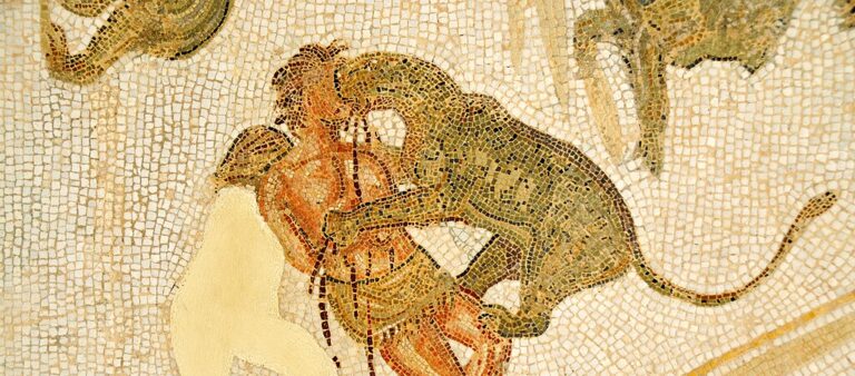 Prisoners being fed to big cats at the anicent games