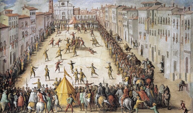 an early depiction of Calcio Storico in Florence