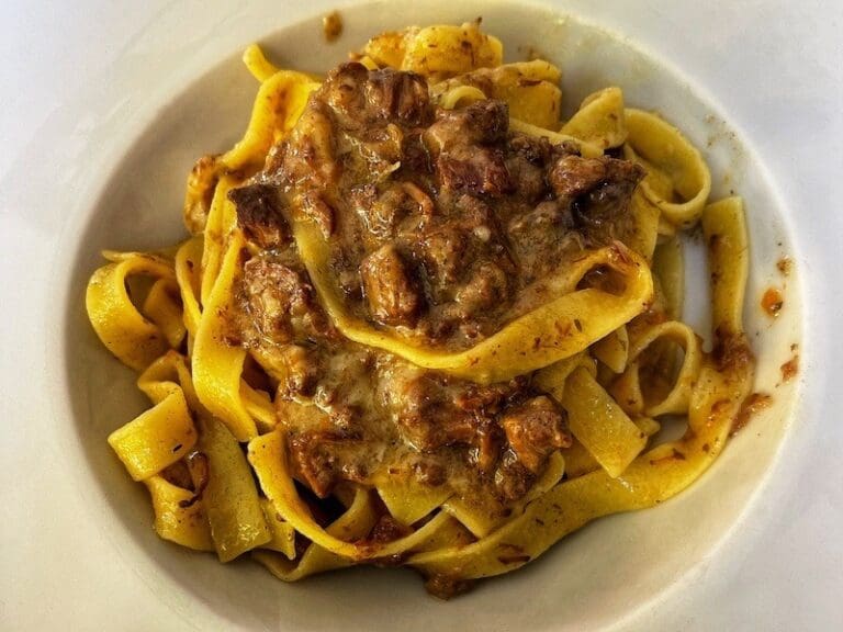 Florence food pappardelle cingiale (wild boar pasta)