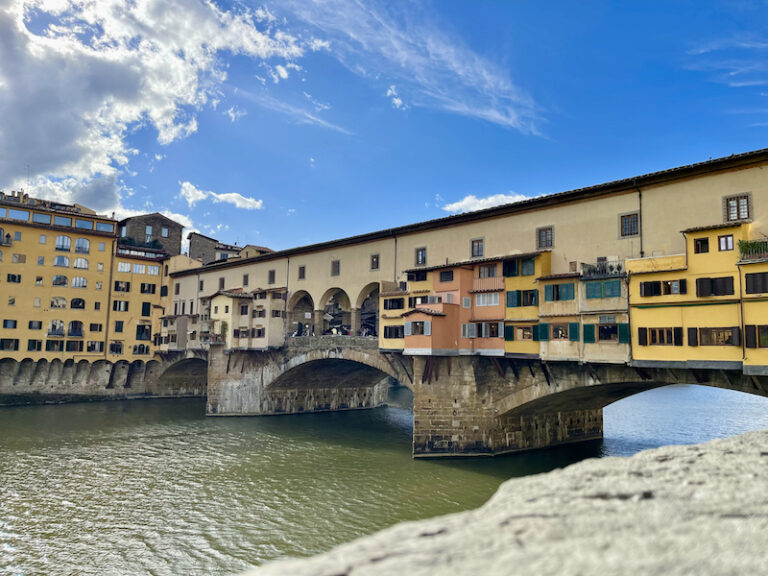 ponte vecchio in florence seen from the banks of the arno