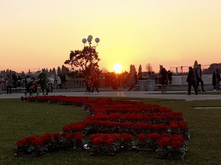 the rose garden in florence at sunset