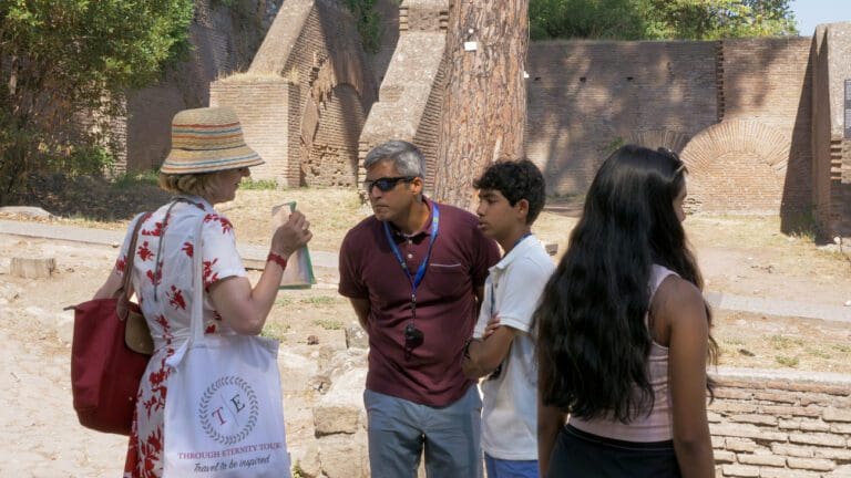 tour guide with a tourist family