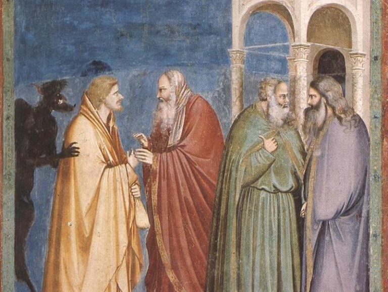 Giotto, Judas Receiving the Thirty Pieces of Silver, c.1305 The Arena Chapel, Padua