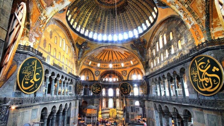 the sweeping interior of hagia sofia in istanbul
