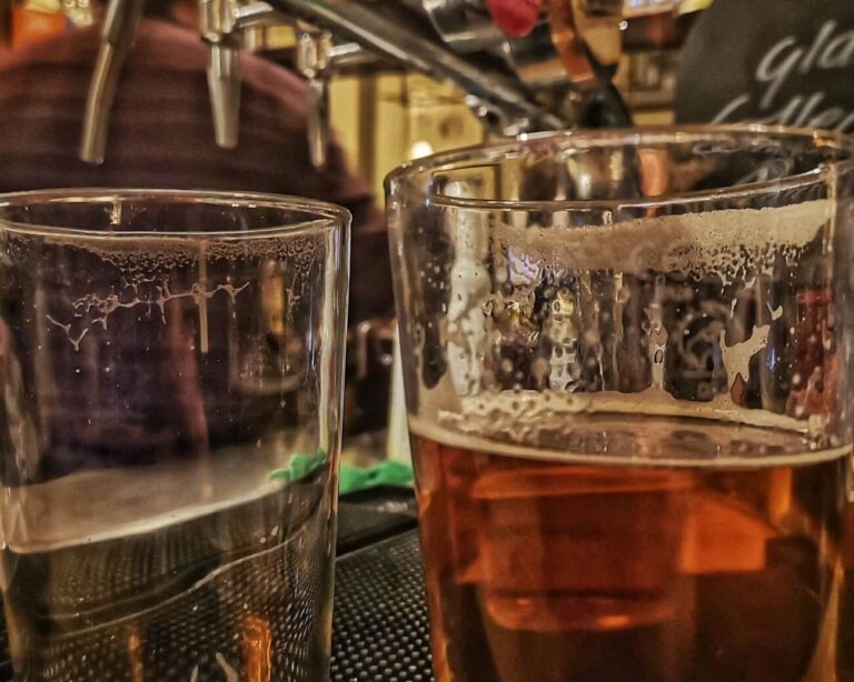 beer glasses in a london pub
