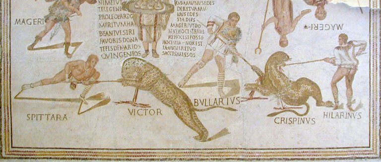 Mosaic showing the animals who thought in the Colosseum