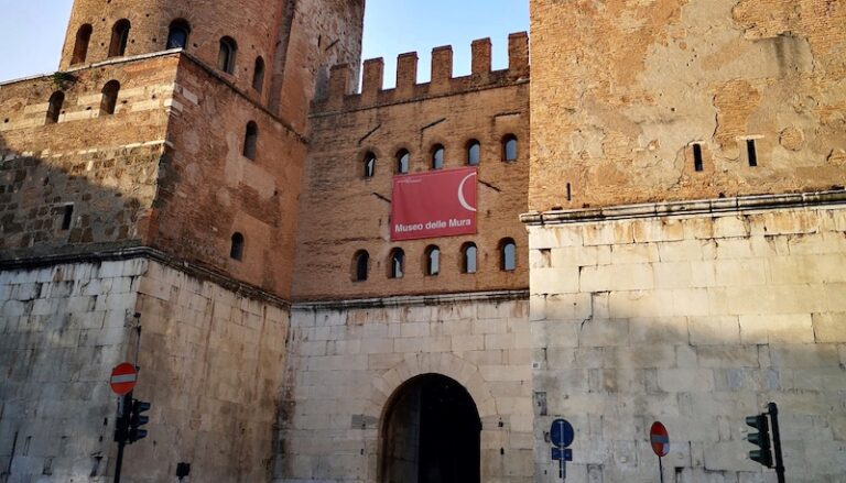 View of the Porta San Sebastiano in the ancient aurelian walls where the Roman Walls Museum is located