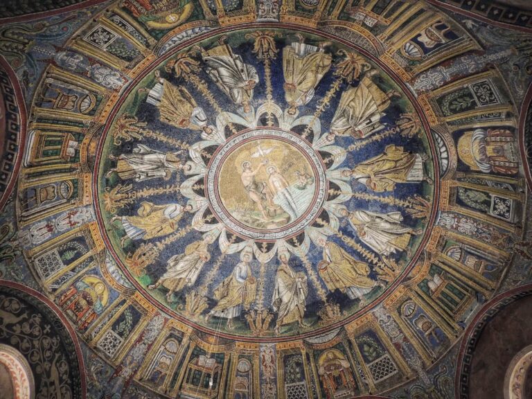 The amazing ceiling of the Neonian Baptistery in Ravenna