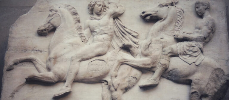 What subjects are depicted on the Parthenon frieze?