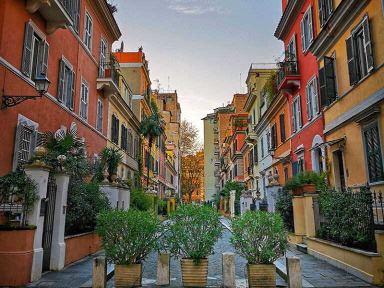 Via Bernardo Celentano, a pedestrianized residential street otherwise known as Piccola Londra, or Little London