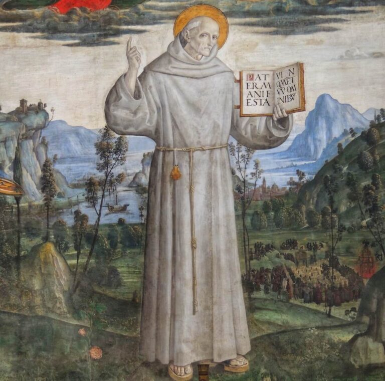 Altar Wall of the Bufalini Chapel - detail showing St. Bernardino