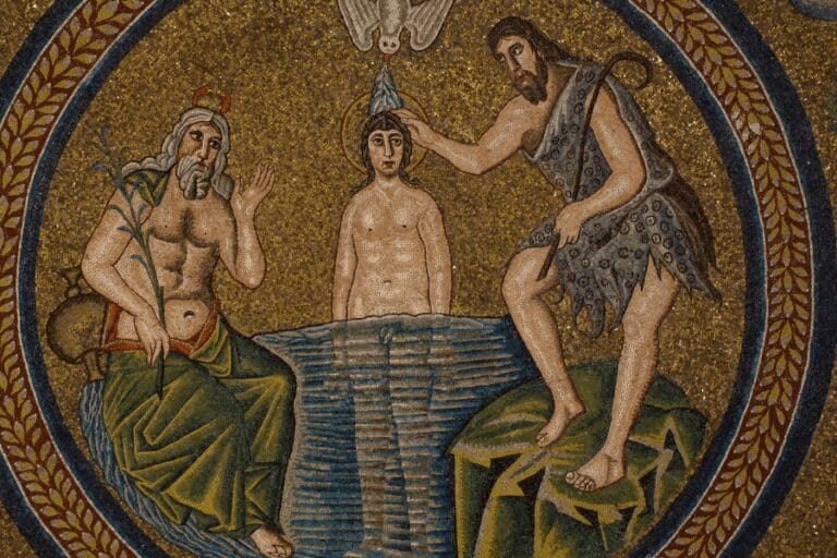 detail from the arian baptistery in ravenna