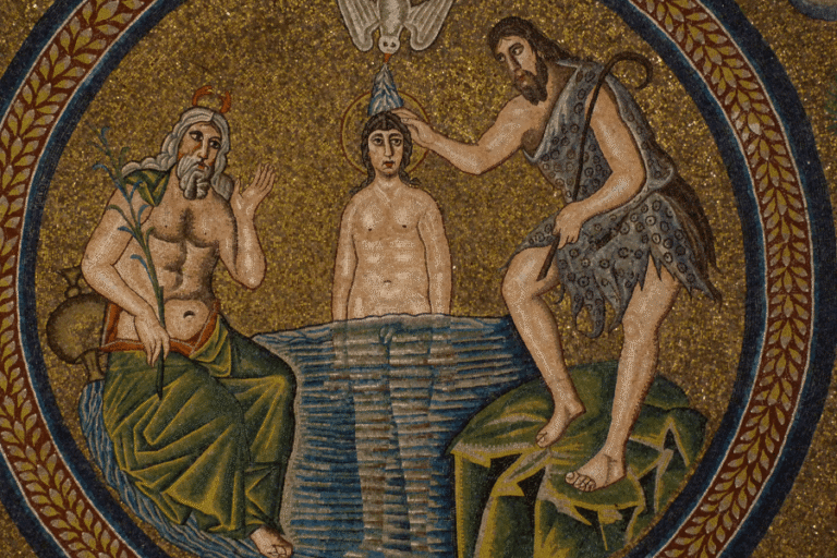detail from the arian baptistery in ravenna