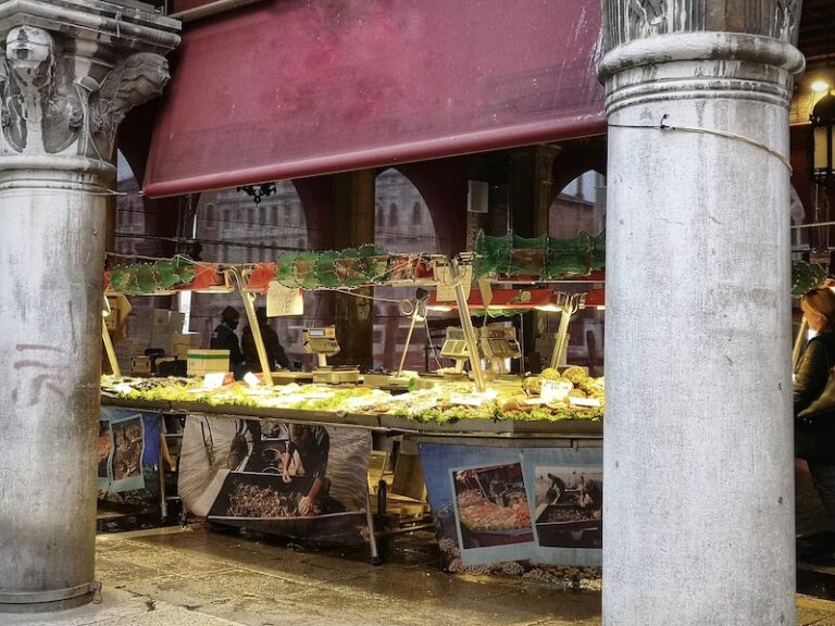 rialto fis home to venice's historic fish market, here seen through ancient arches