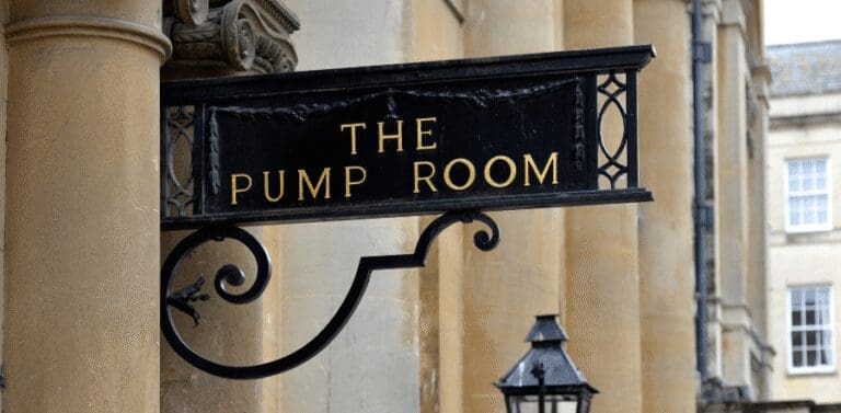 The Pump Room at the Roman Baths at Bath, outside of London