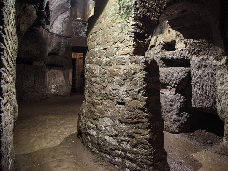 Tunnel of the Catacombs of Domitilla in Rome